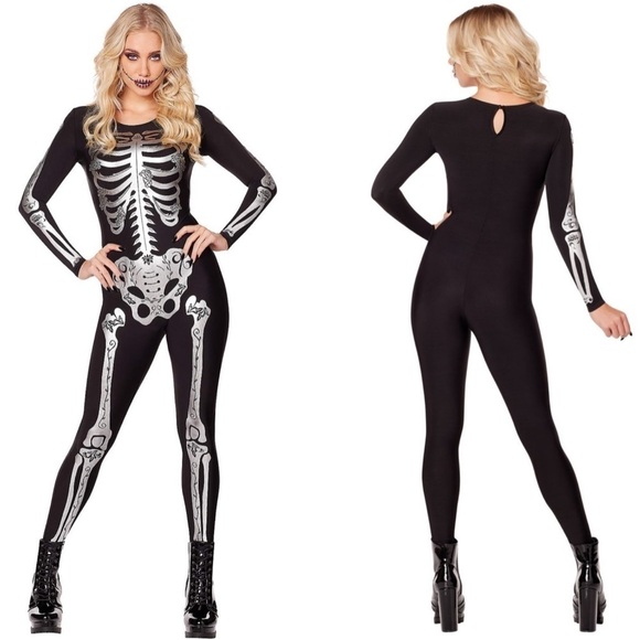 Spirit Adult Skeleton Catsuit Costume SzL - Picture 1 of 7